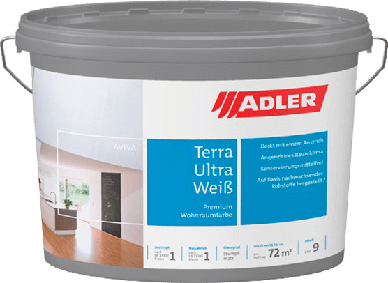Краска белая глубоко матовая водно-дисперсионная Aviva Terra Ultra-Weiß